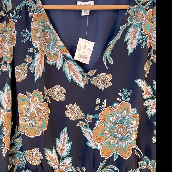 J. Crew Factory V-neck tiered mini dress in Navy Golden Honey - Picture 6 of 9